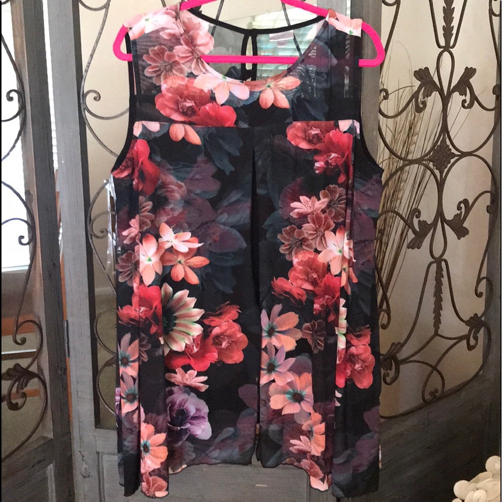 Plus size 22/24 black pink and coral no sleeves